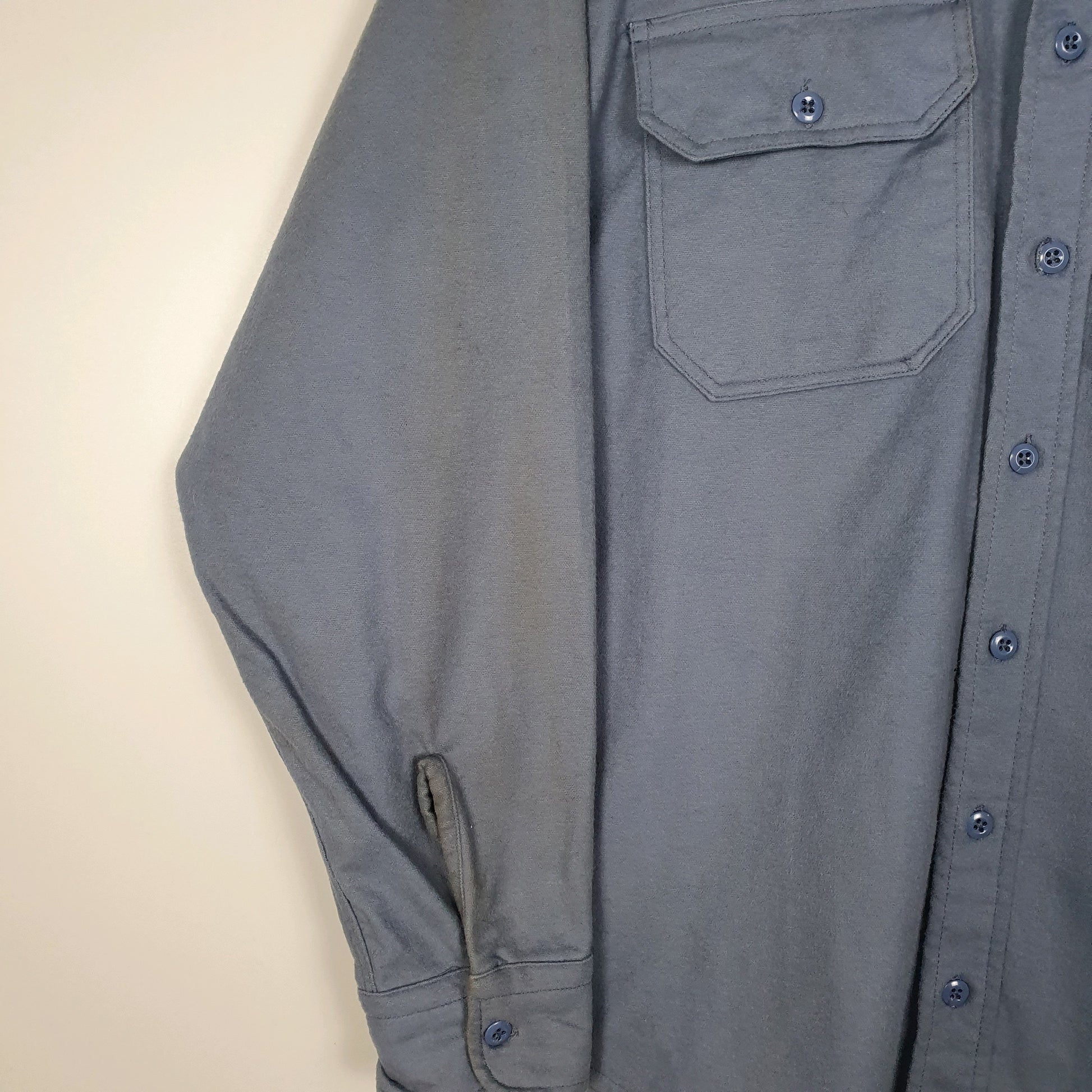 Mens Blue Woolrich Thick Chamois  Shirt