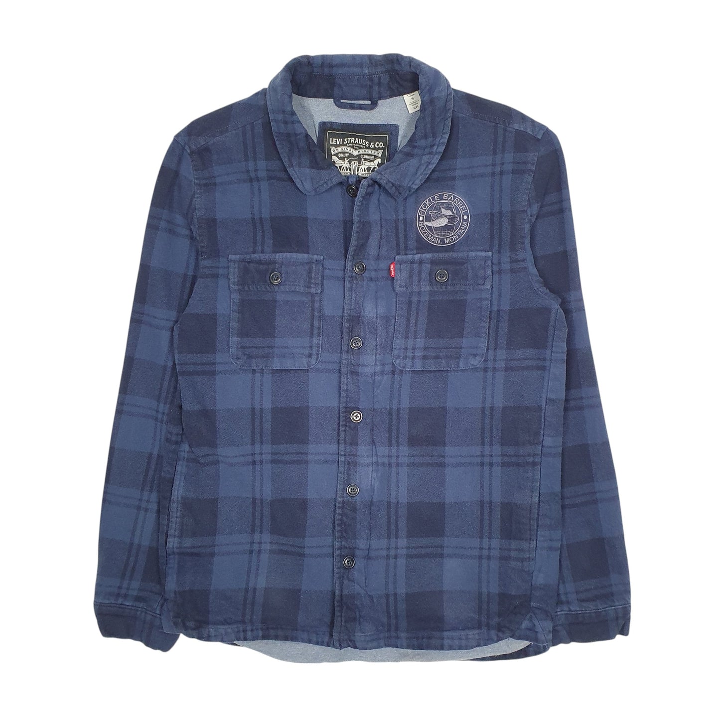 Mens Navy Levis Plaid Overshirt  Coat