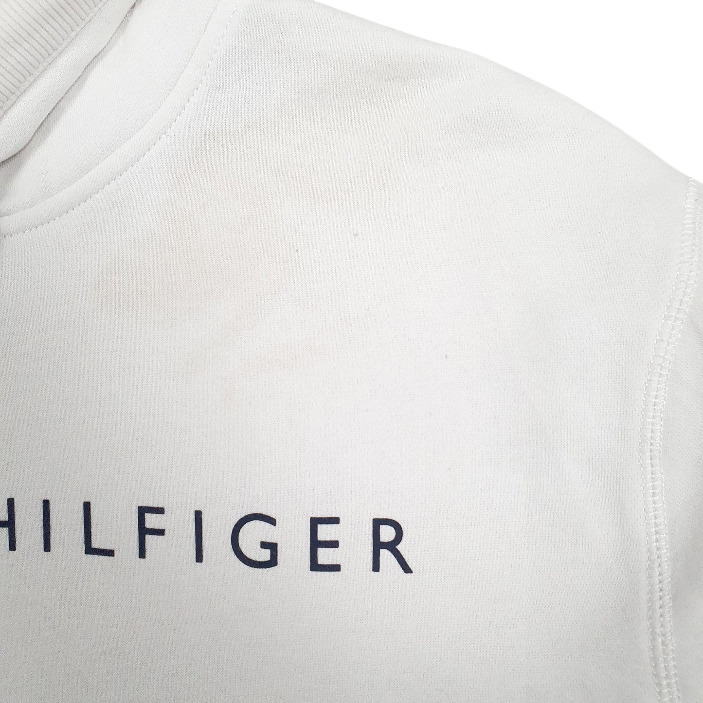 Mens White Tommy Hilfiger Spellout Hoodie Jumper