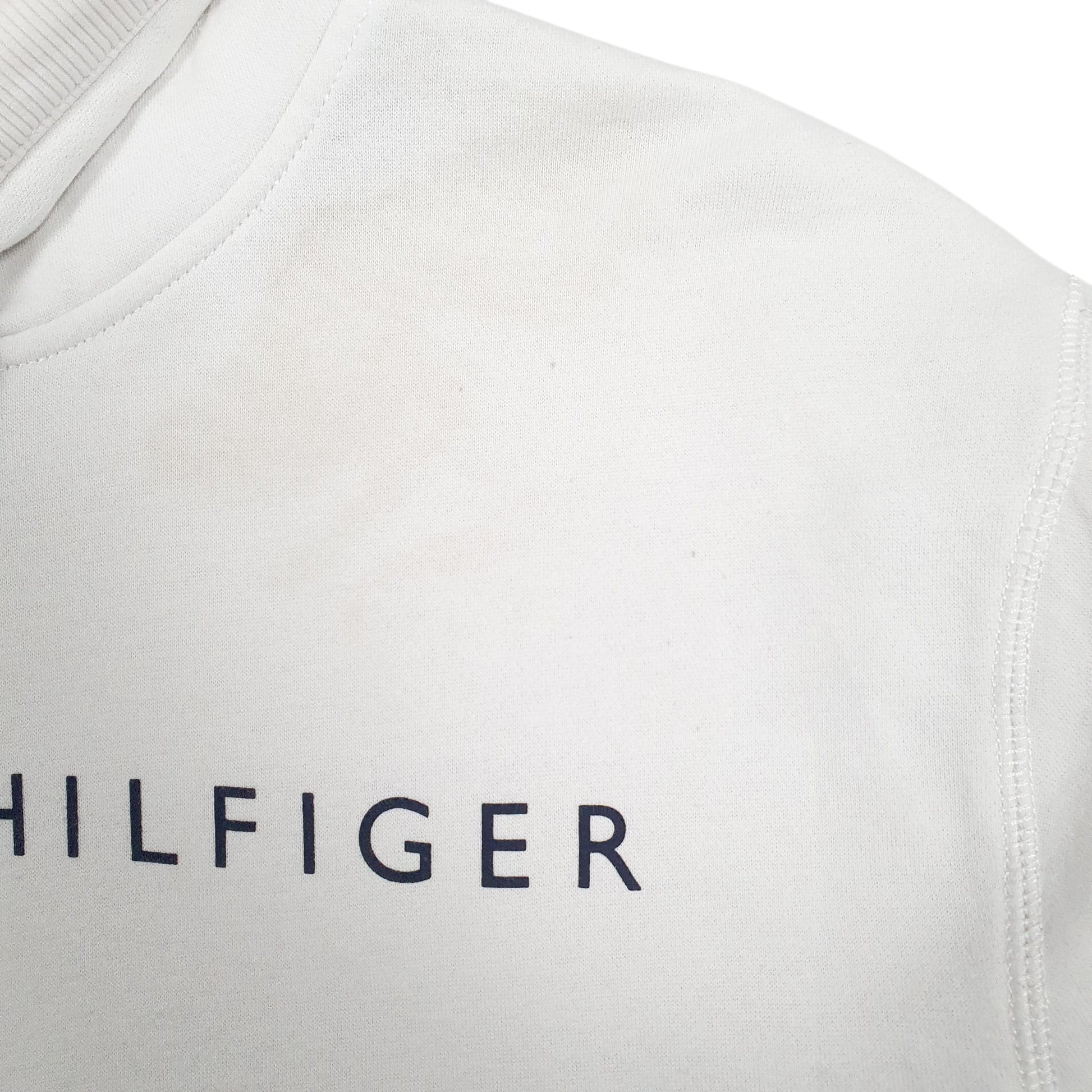 Mens White Tommy Hilfiger Spellout Hoodie Jumper