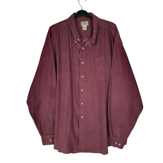Mens Burgundy L.L.Bean Corduroy Long Sleeve Shirt