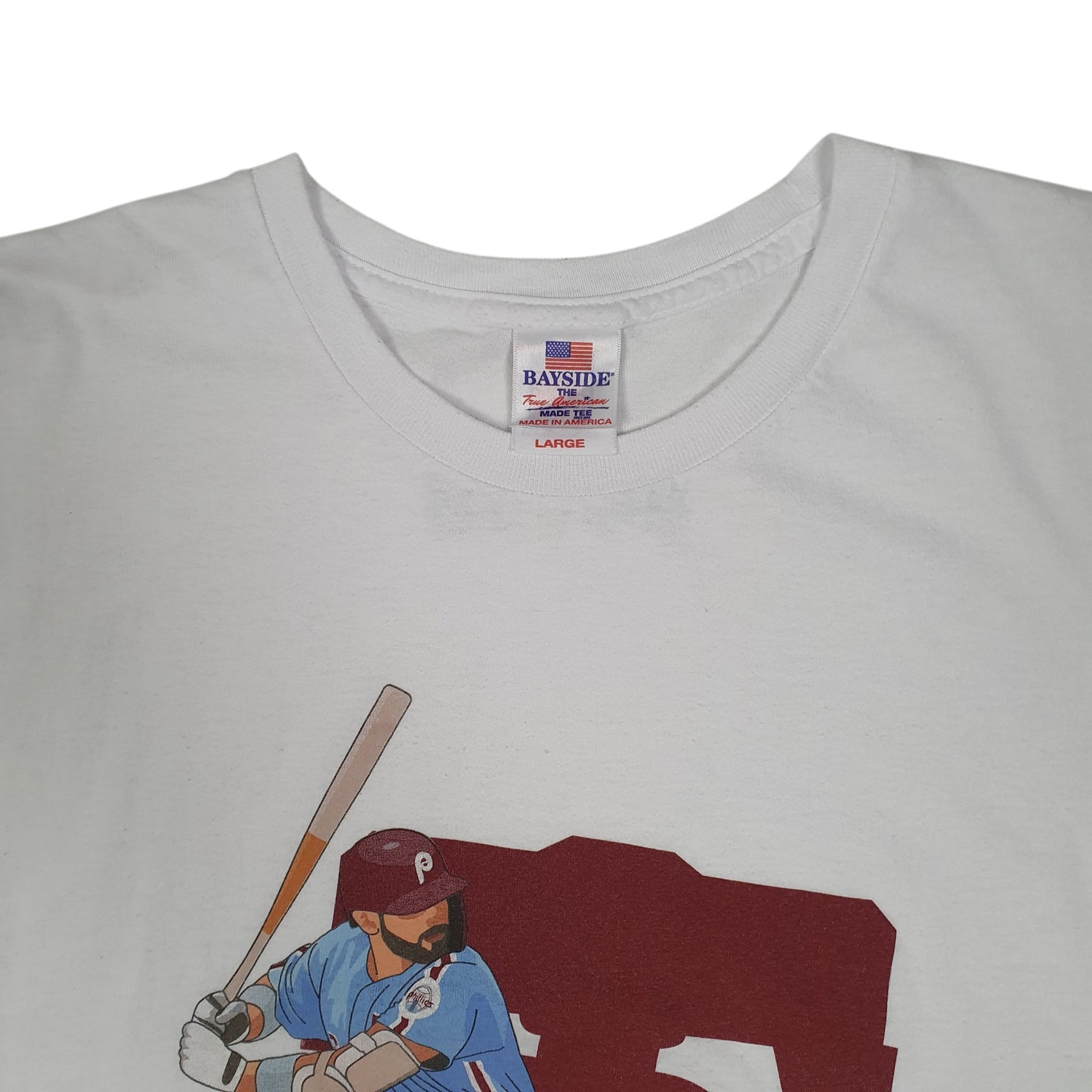 Mens White Bayside Vintage 90s Made In USA MLB Phillies Baseball  T Shirt