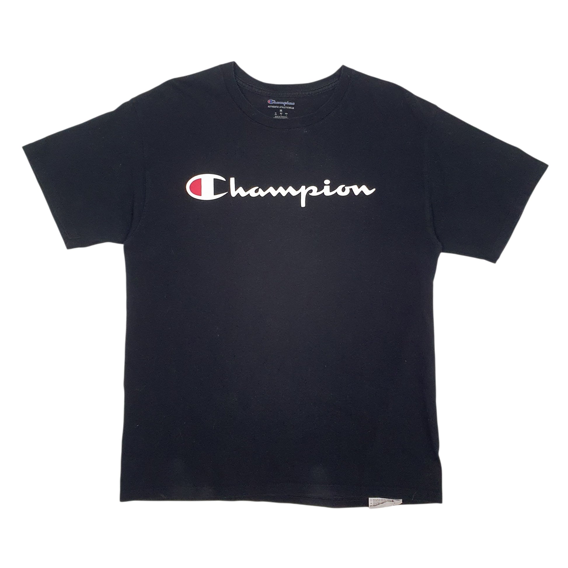 Mens Black Champion Spellout Short Sleeve T Shirt