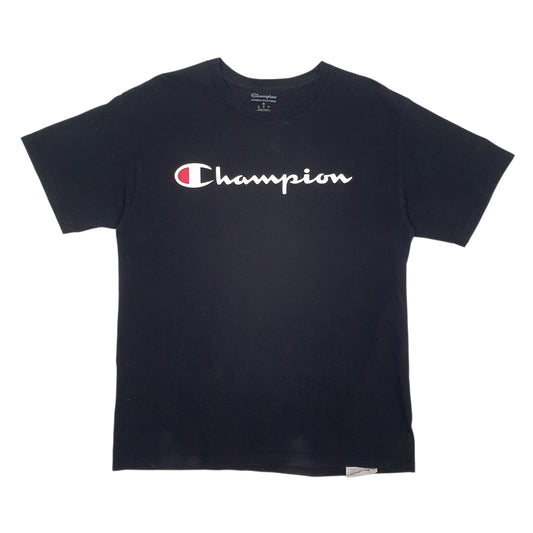 Mens Black Champion Spellout Short Sleeve T Shirt