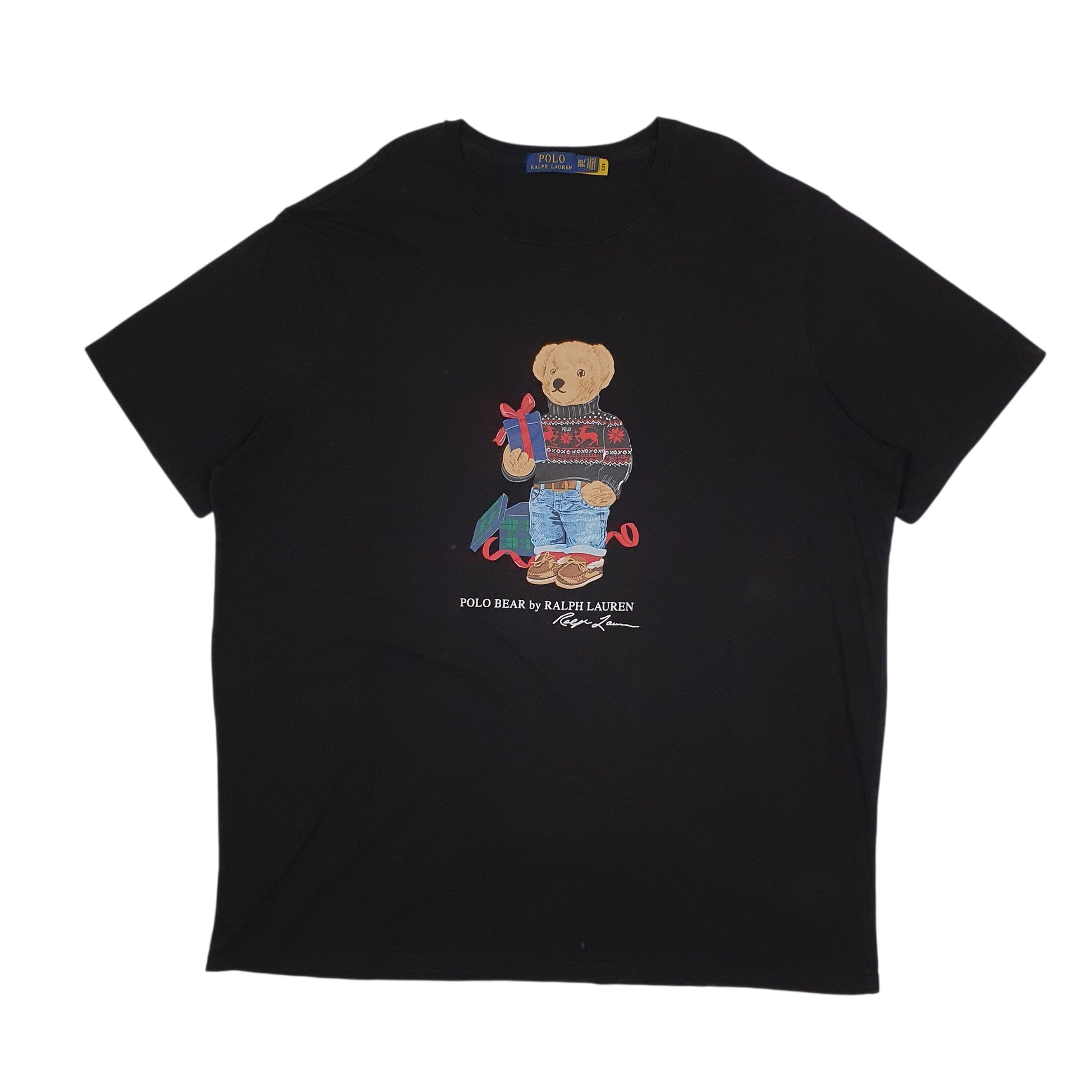 Mens Black Polo Ralph Lauren Polo Bear Christmas Xmas Tall Short Sleeve T Shirt