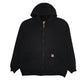 Mens Black Carhartt Hoodie Quilt Lined Jacket Full Zip Jumper