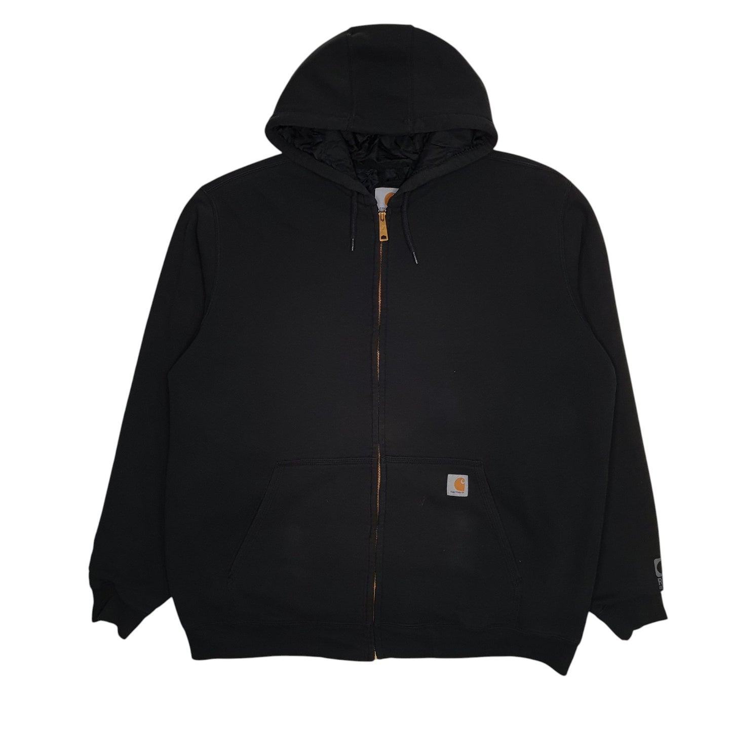 Mens Black Carhartt Hoodie Quilt Lined Jacket Full Zip Jumper