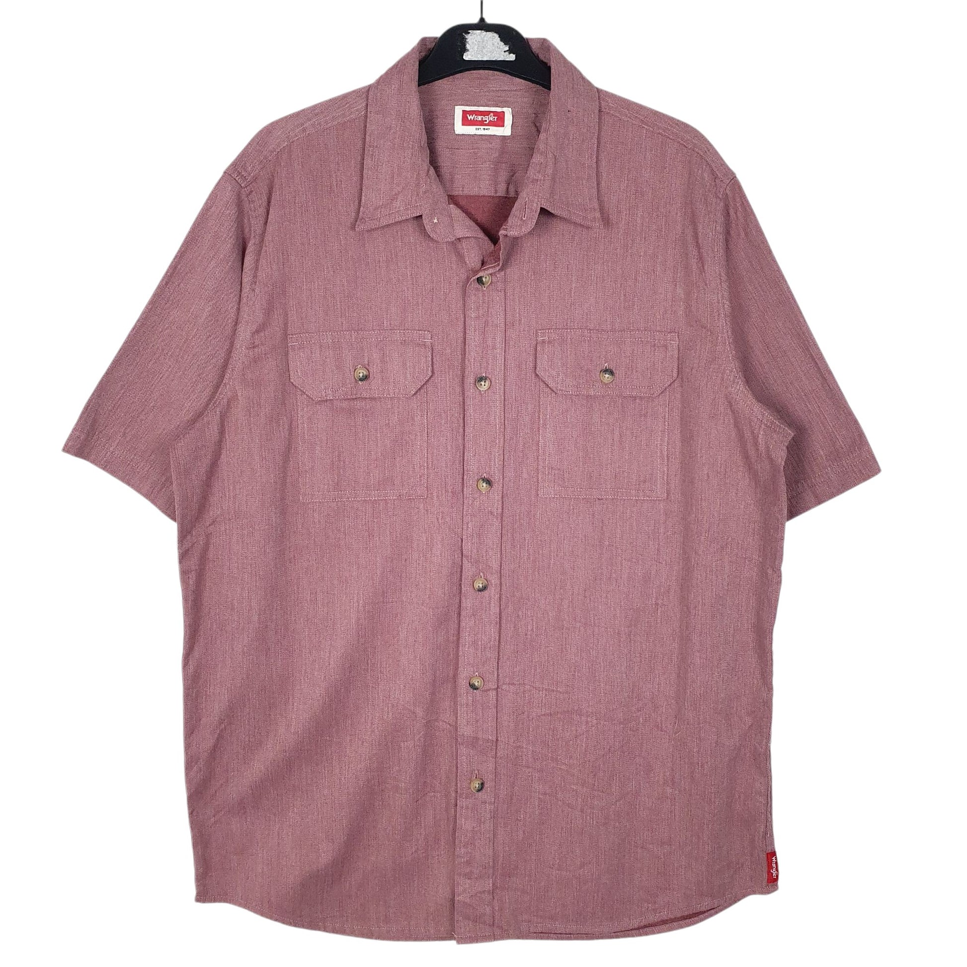 Mens Burgundy Wrangler  Short Sleeve Shirt