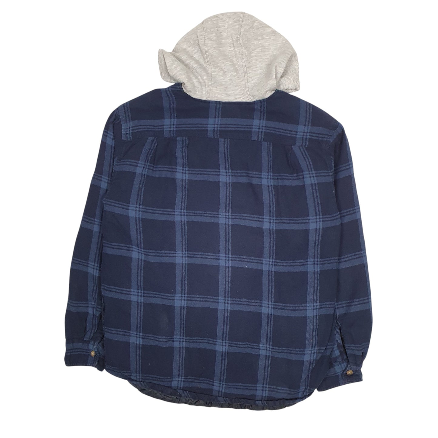 Mens Navy Wrangler Plaid Overshirt Hoodie  Coat