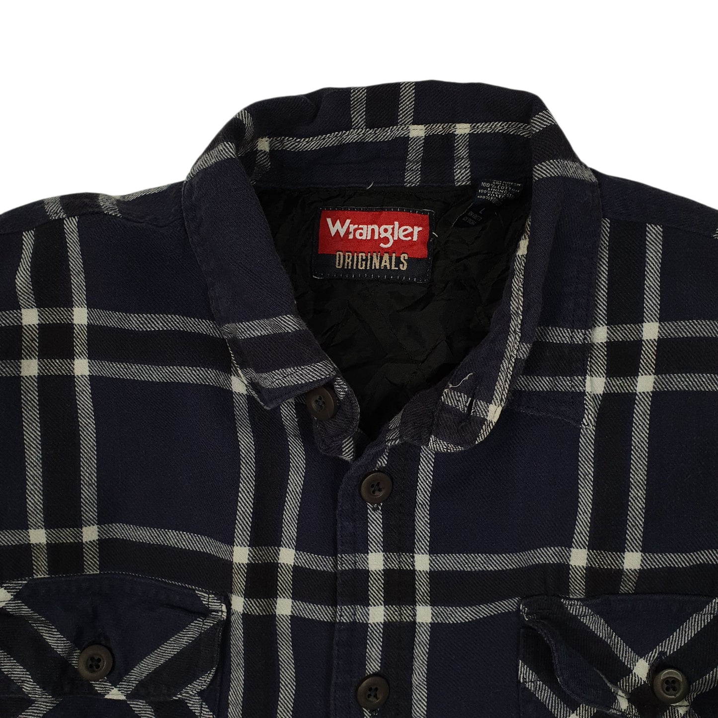 Mens Navy Wrangler Plaid Workwear Full Zip Coat