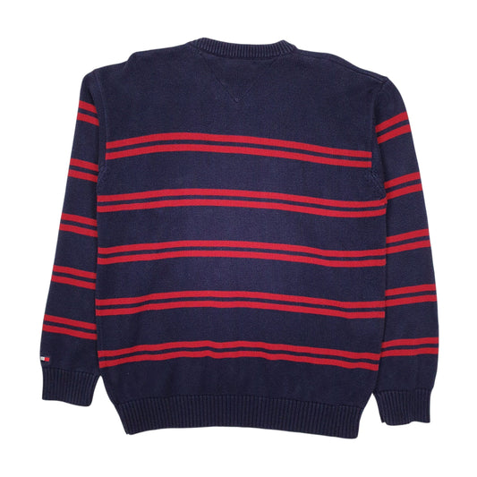 Mens Navy Tommy Hilfiger Chunky Knit Vintage 00s Crewneck Jumper