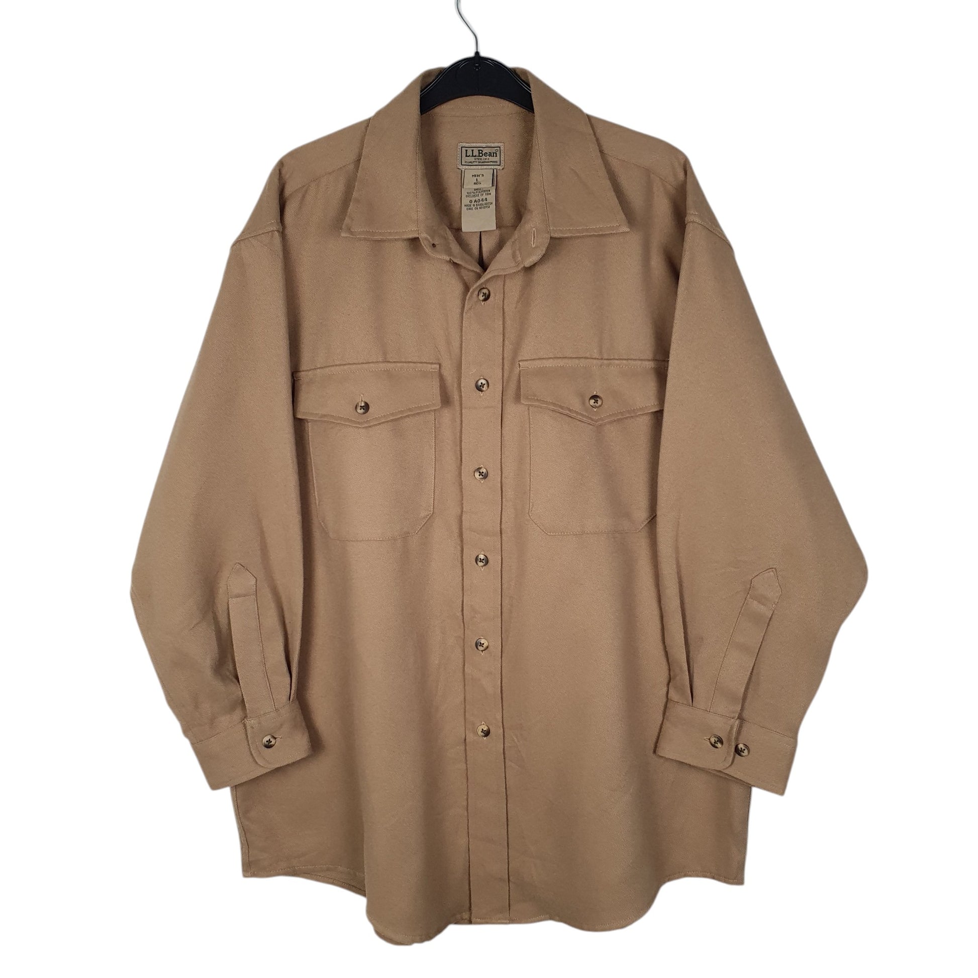 Mens Beige L.L.Bean Thick Long Sleeve Shirt