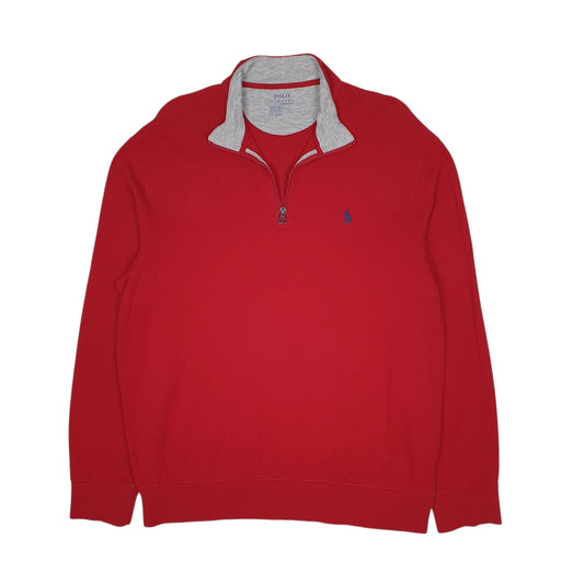 Mens Red Polo Ralph Lauren Performance Quarter Zip Jumper