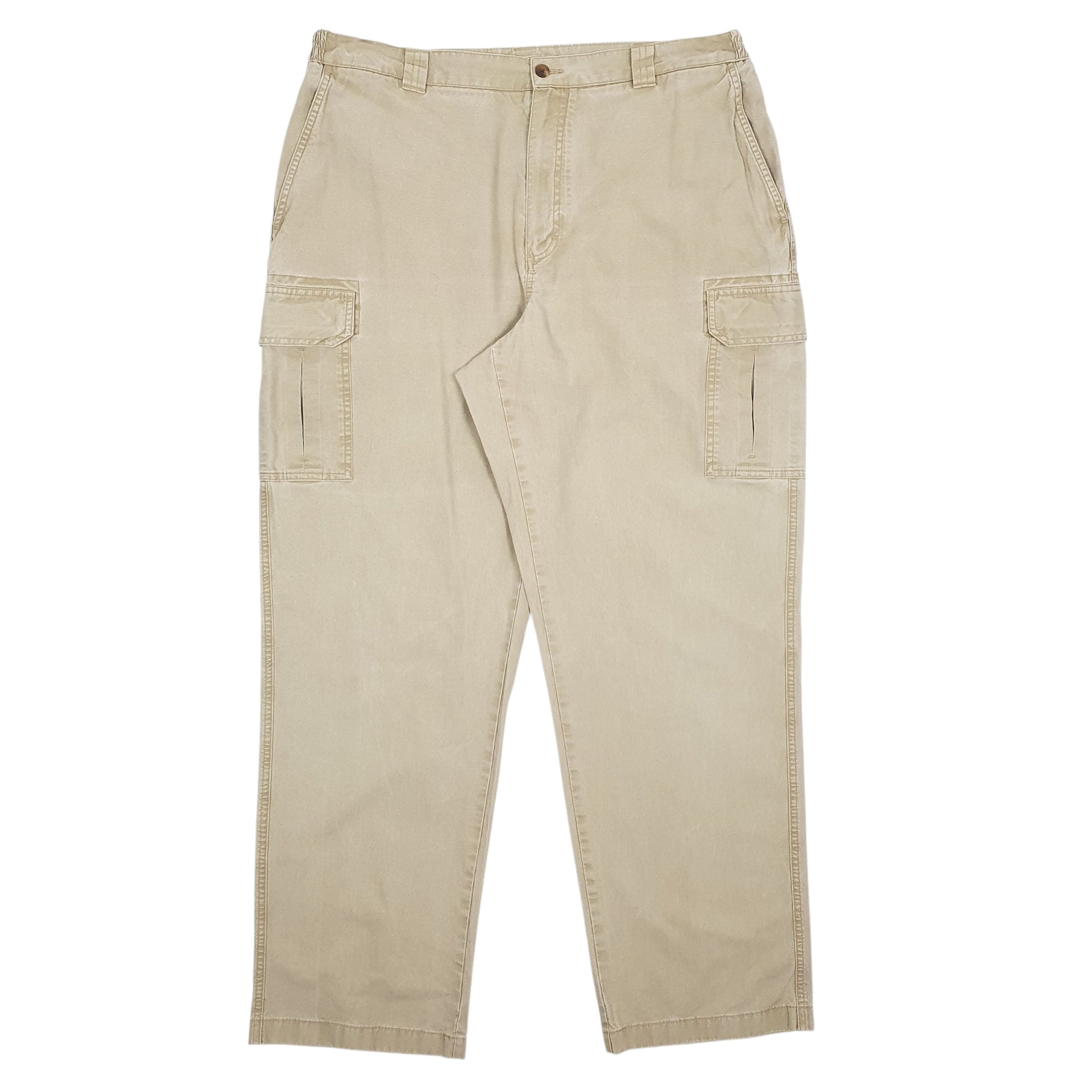 Mens Beige LL Bean Comfort Waist Cargo Trousers
