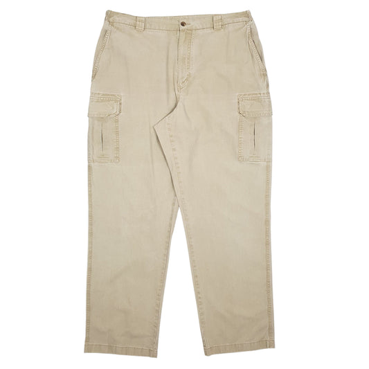Mens Beige LL Bean Comfort Waist Cargo Trousers
