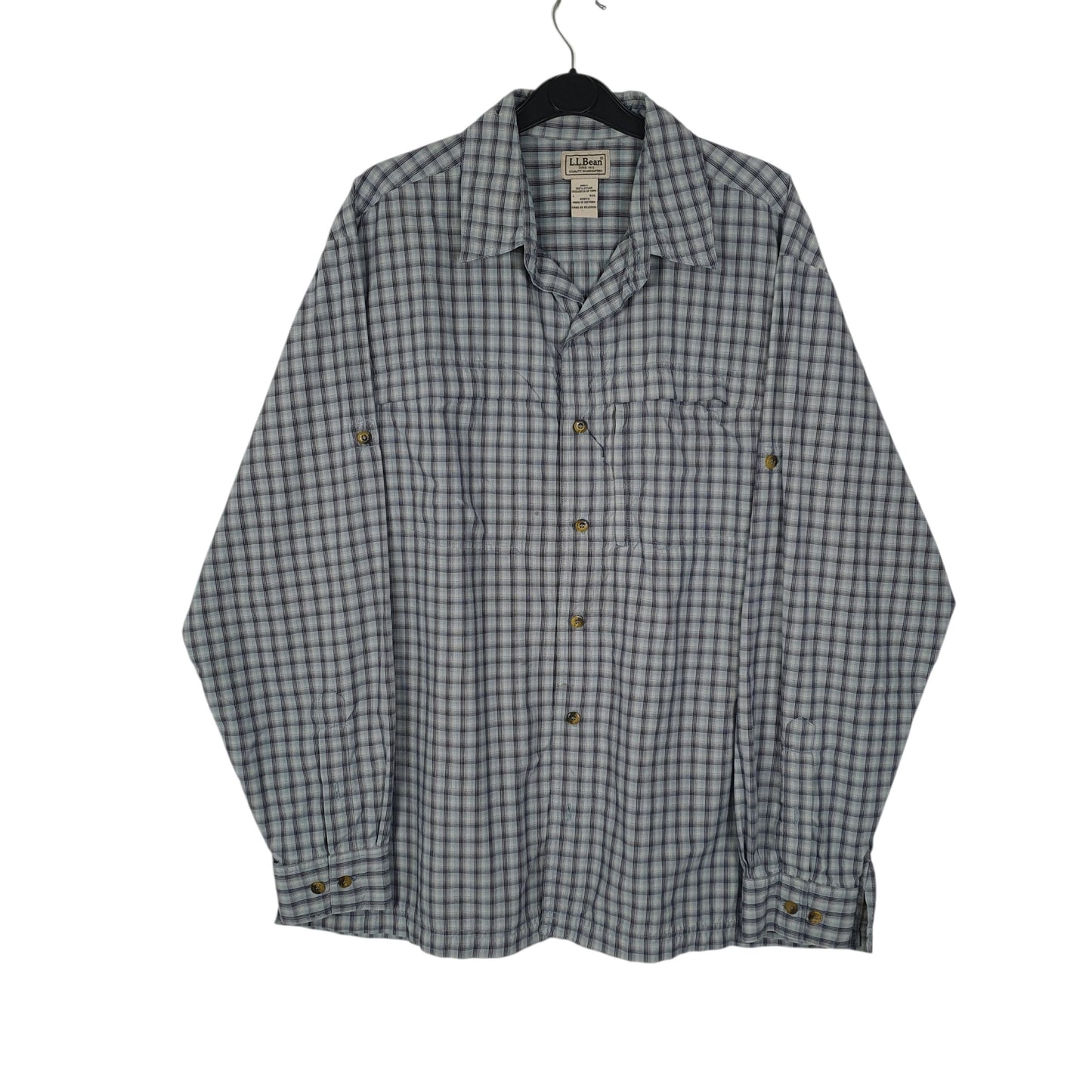 Mens Blue L.L.Bean Walking Hiking Long Sleeve Shirt