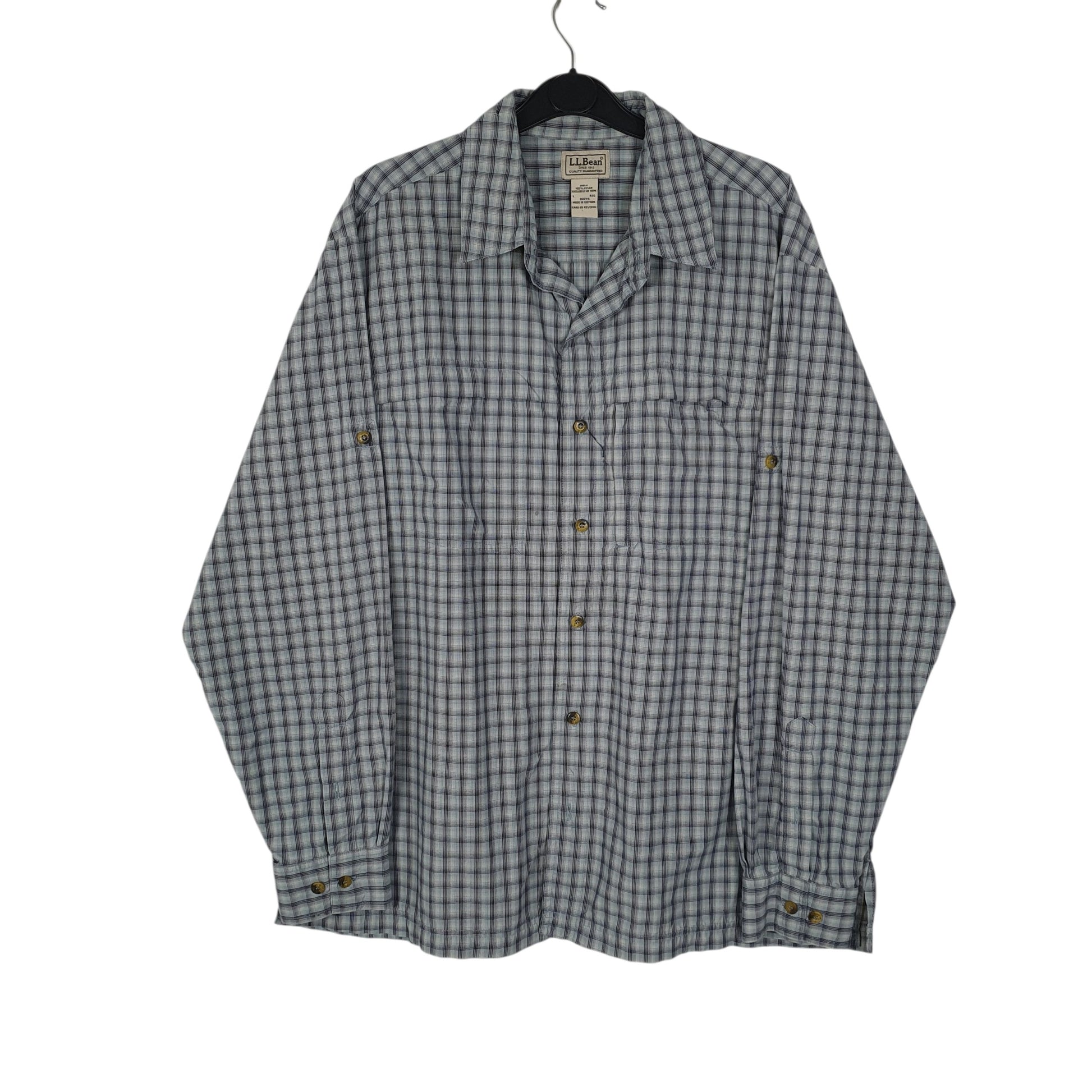 Mens Blue L.L.Bean Walking Hiking Long Sleeve Shirt