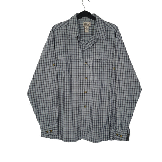 Mens Blue L.L.Bean Walking Hiking Long Sleeve Shirt