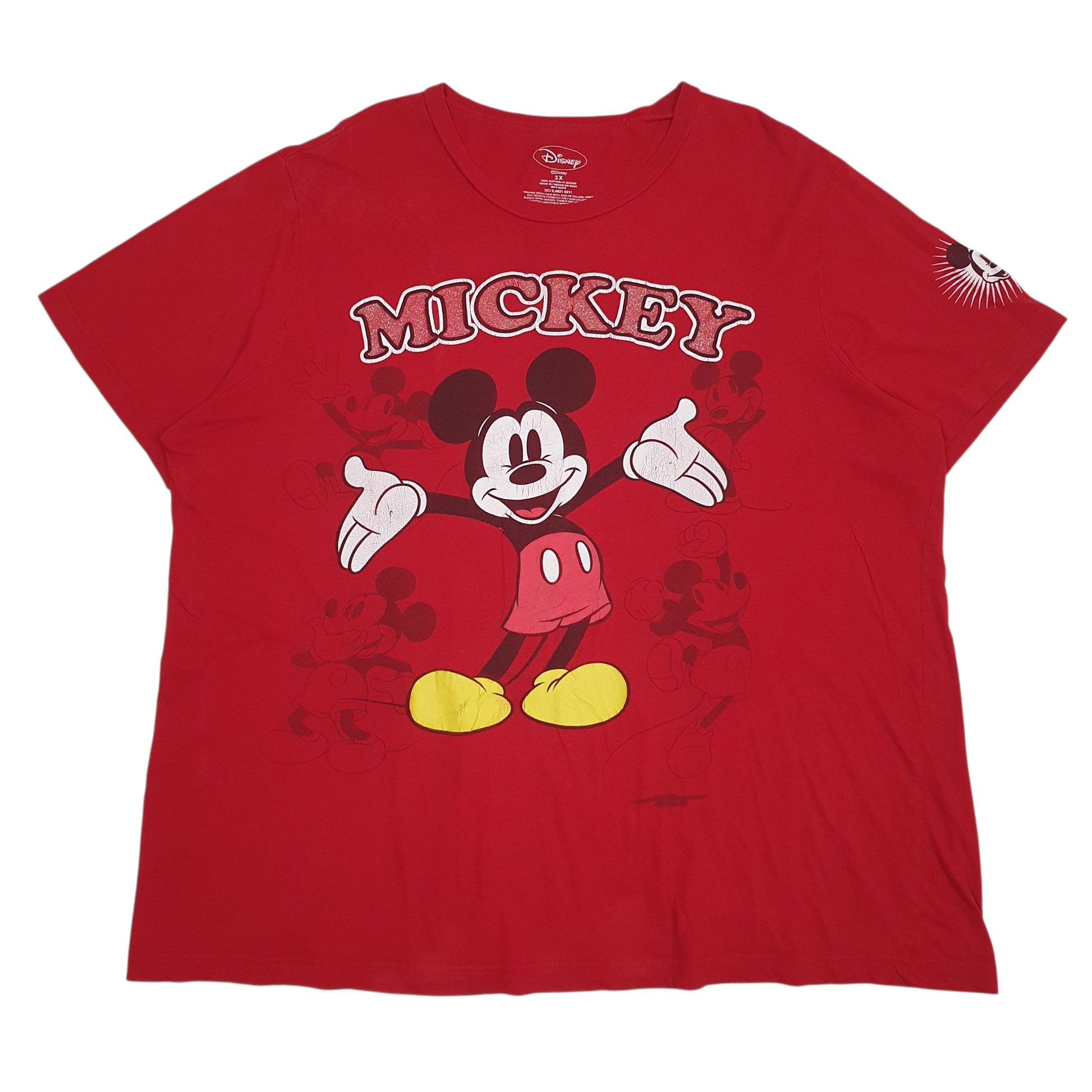 Womens Red Disney Mickey Mouse Short Sleeve T Shirt