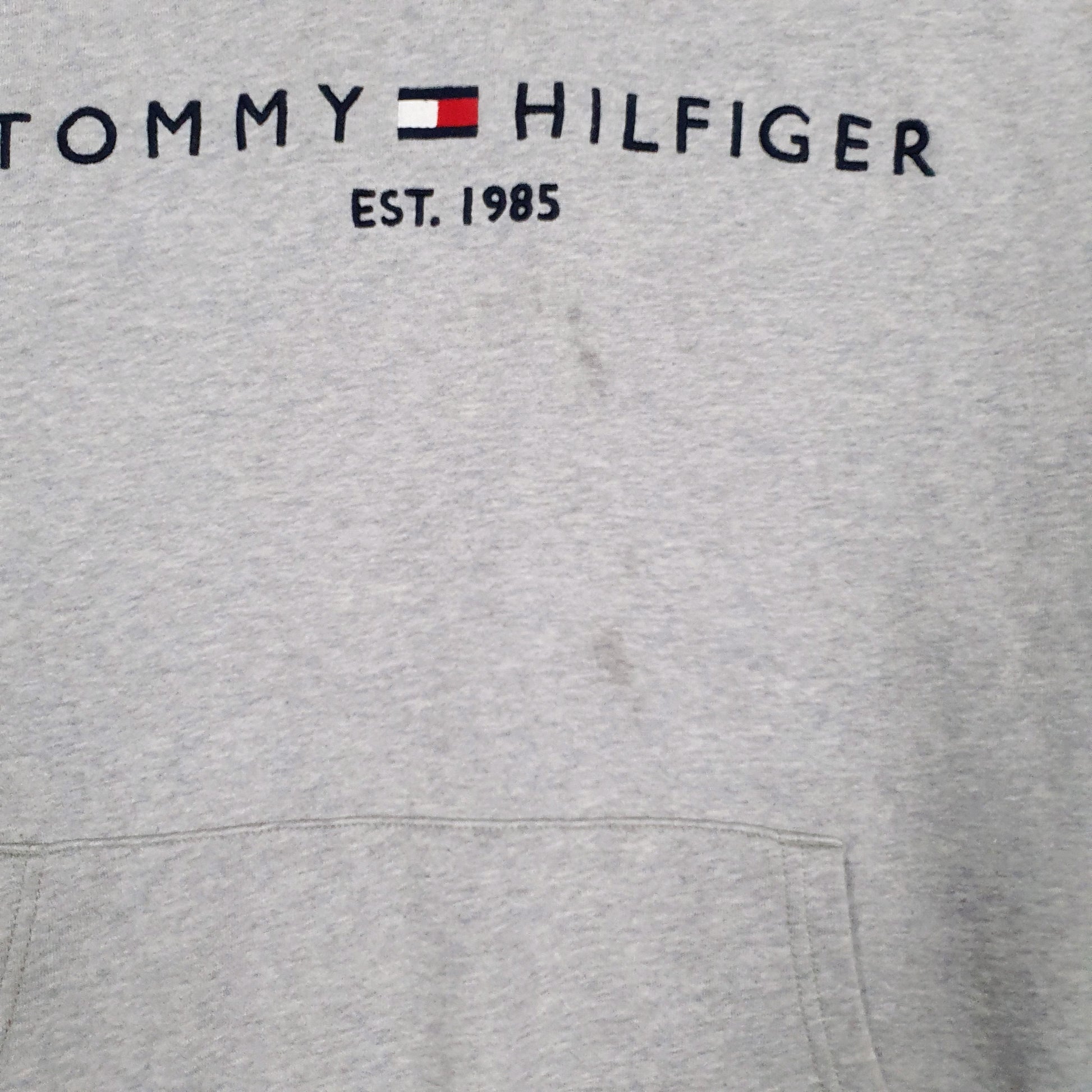Mens Grey Tommy Hilfiger Spellout Hoodie Jumper