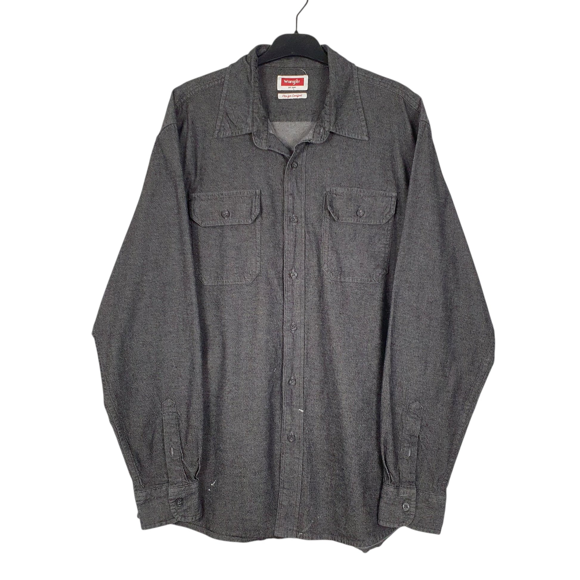 Mens Grey Wrangler  Long Sleeve Shirt