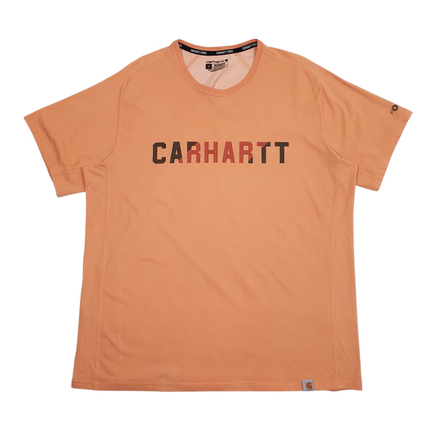 Mens Orange Carhartt Spellout Short Sleeve T Shirt