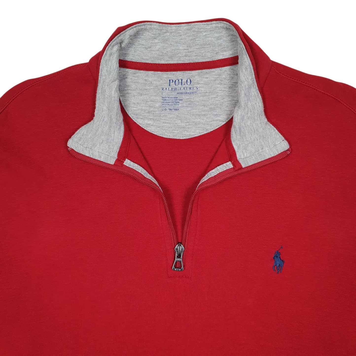 Mens Red Polo Ralph Lauren Performance Quarter Zip Jumper