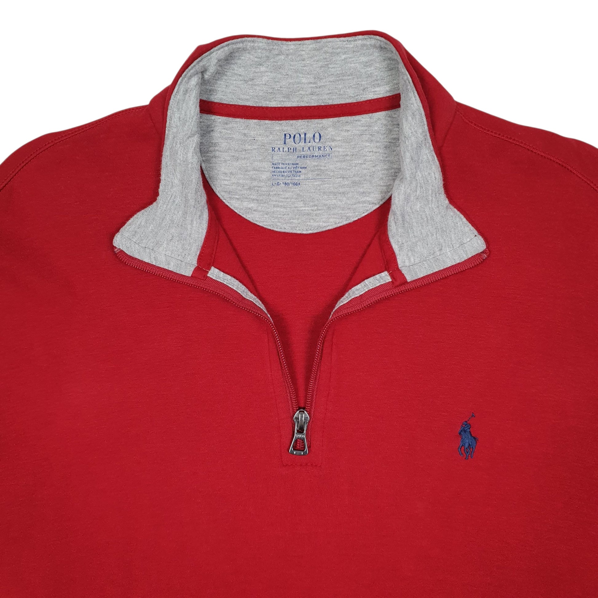 Mens Red Polo Ralph Lauren Performance Quarter Zip Jumper