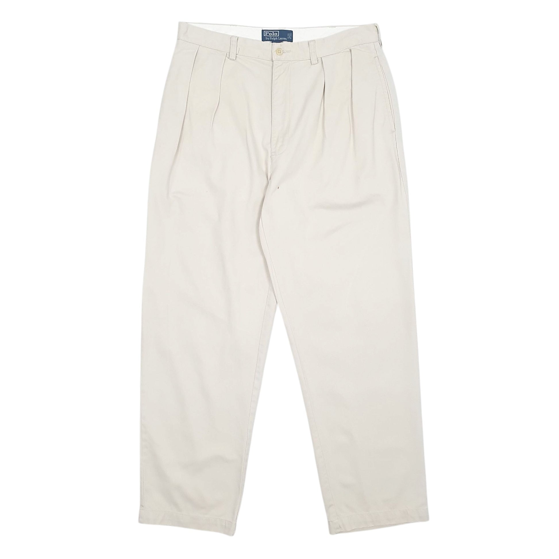 Mens Cream Polo Ralph Lauren Andrew Pant Double Pleated Chino Trousers