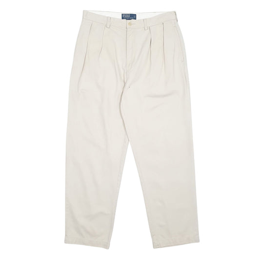 Mens Cream Polo Ralph Lauren Andrew Pant Double Pleated Chino Trousers