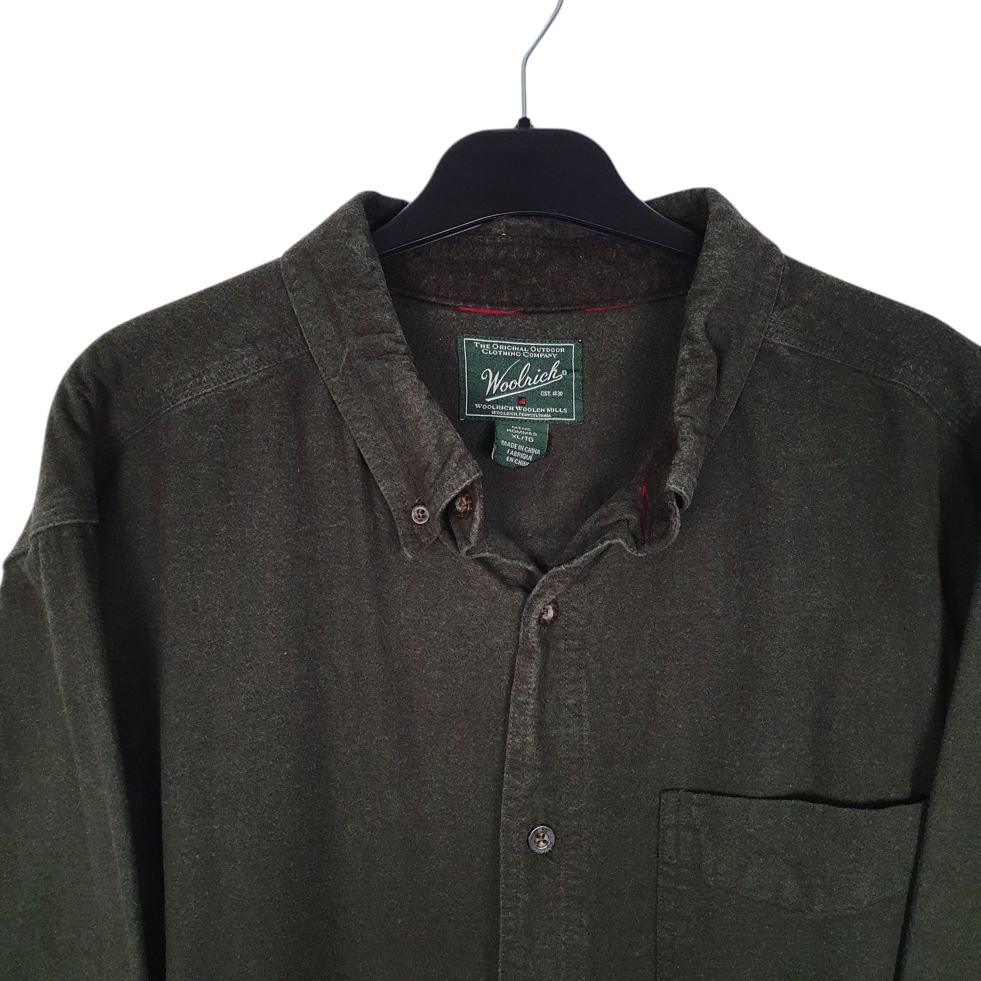 Mens Green Woolrich Thick Chamois  Shirt