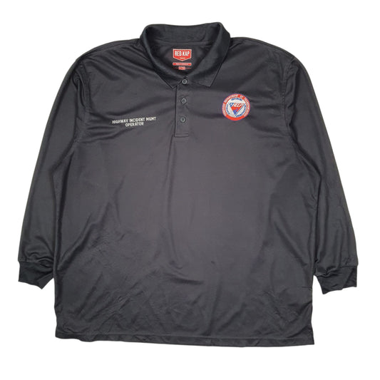 Mens Grey Red Kap Highways Long Sleeve Polo Shirt