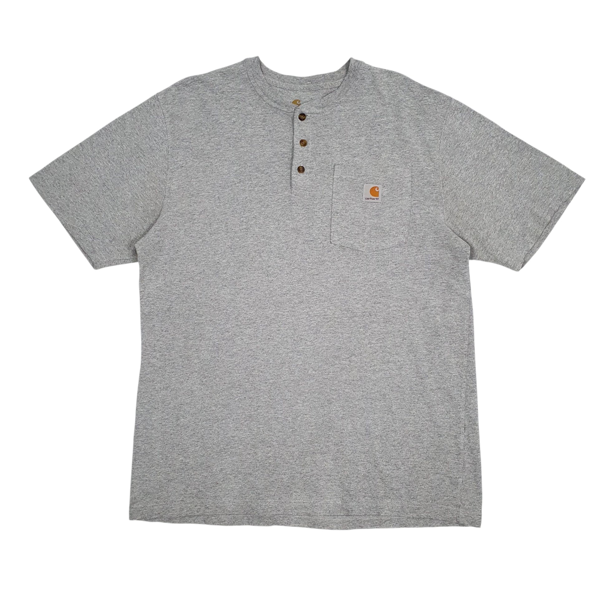 Mens Grey Carhartt Henley Short Sleeve T Shirt