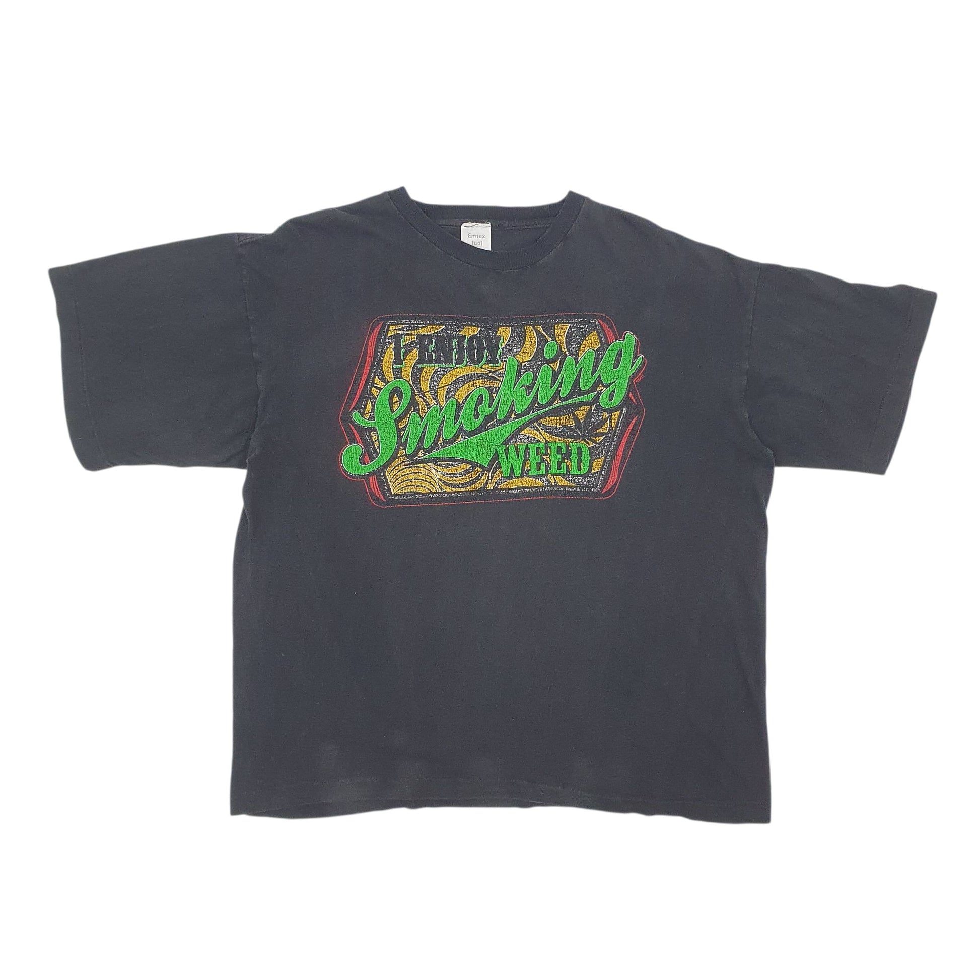 Mens Black Emtex Single Stitch Vintage 90s Short Sleeve T Shirt