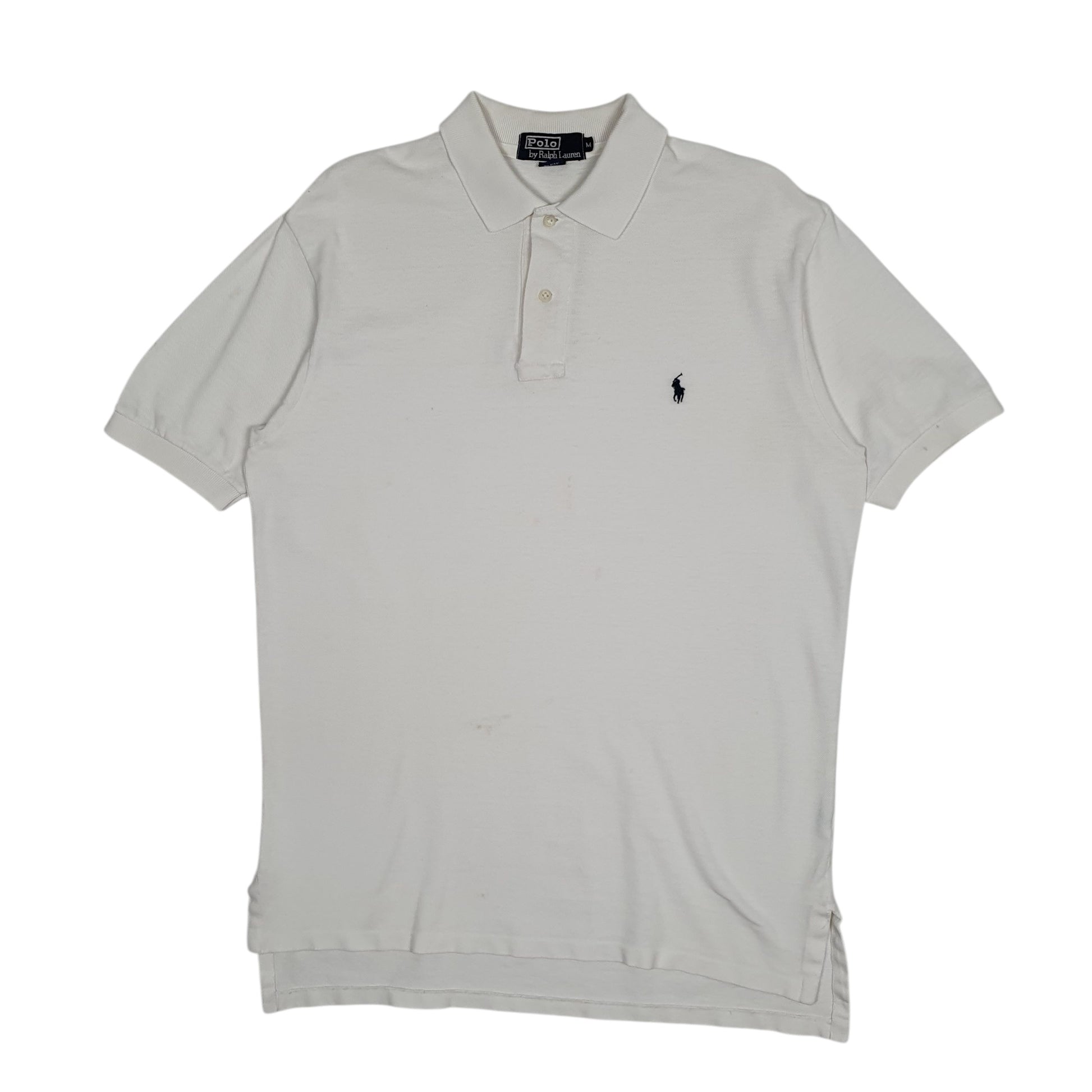 Mens White Polo Ralph Lauren Vintage 90s Made In USA Short Sleeve Polo Shirt