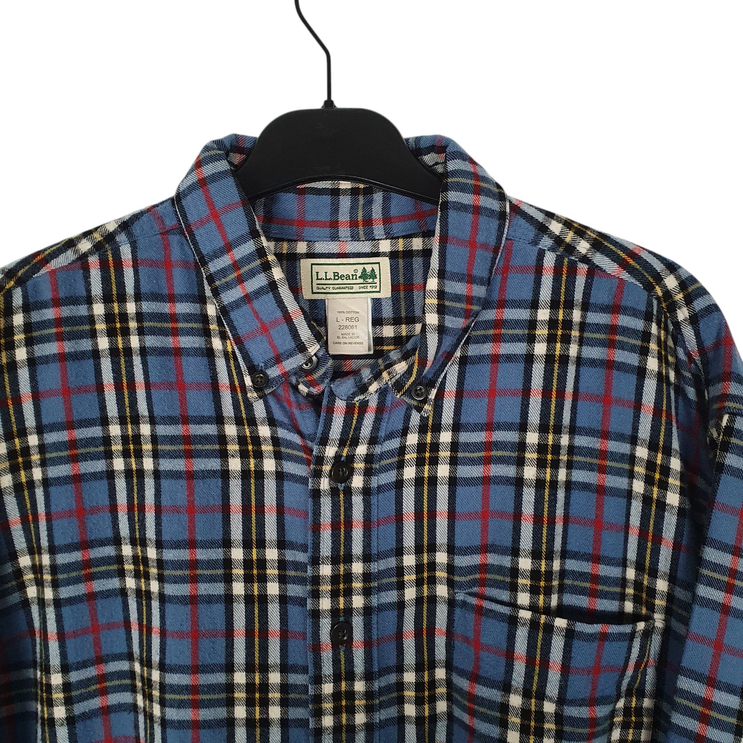 Mens Blue L.L.Bean Scotch Plaid Flannel  Shirt