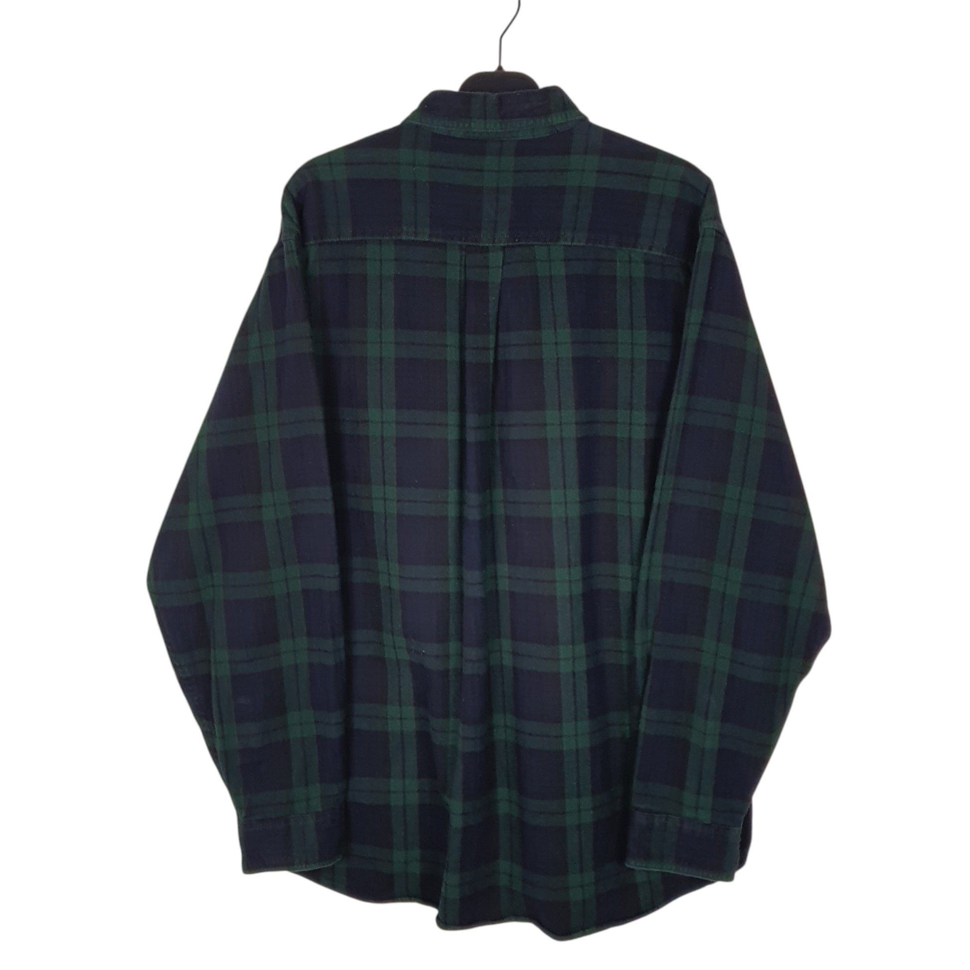 Mens Navy L.L.Bean Thick Flannel Plaid  Shirt