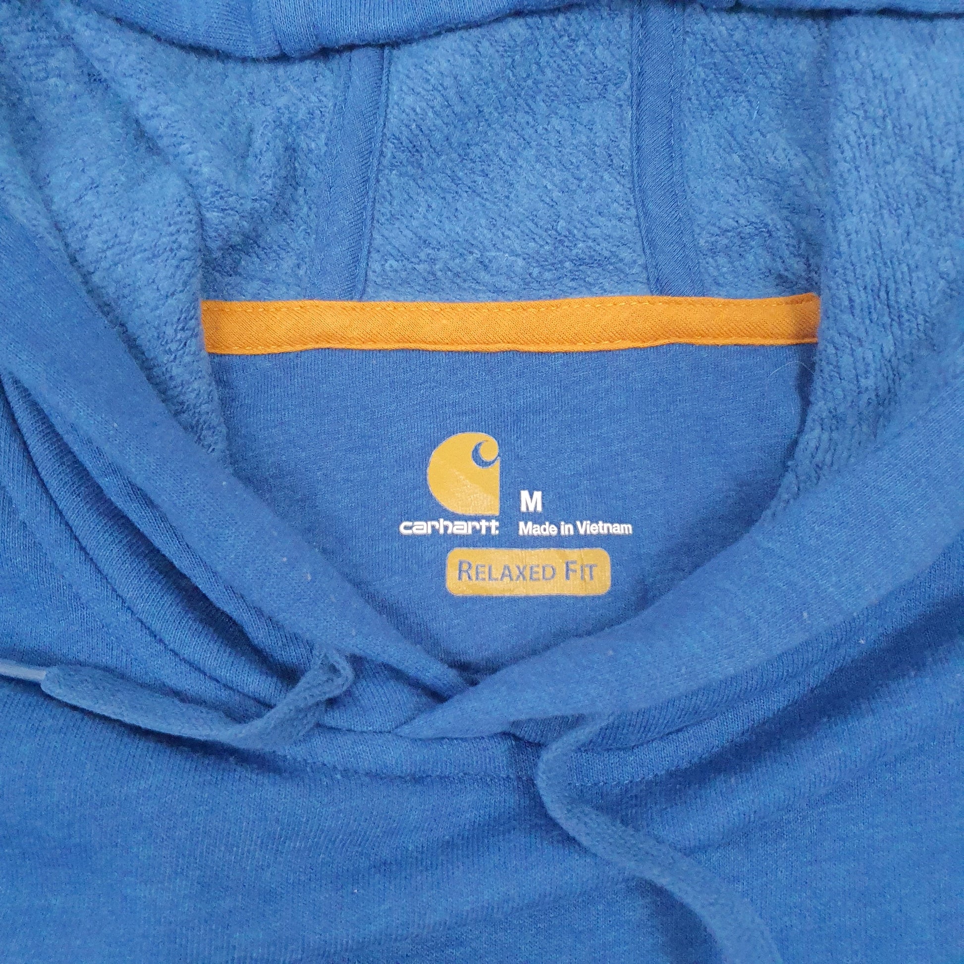 Mens Blue Carhartt Spellout Relaxed Fit Hoodie Jumper