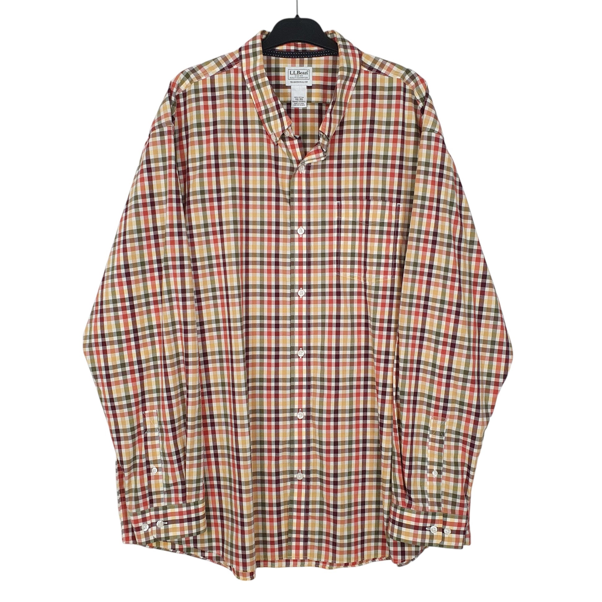 Mens Orange L.L.Bean  Long Sleeve Shirt