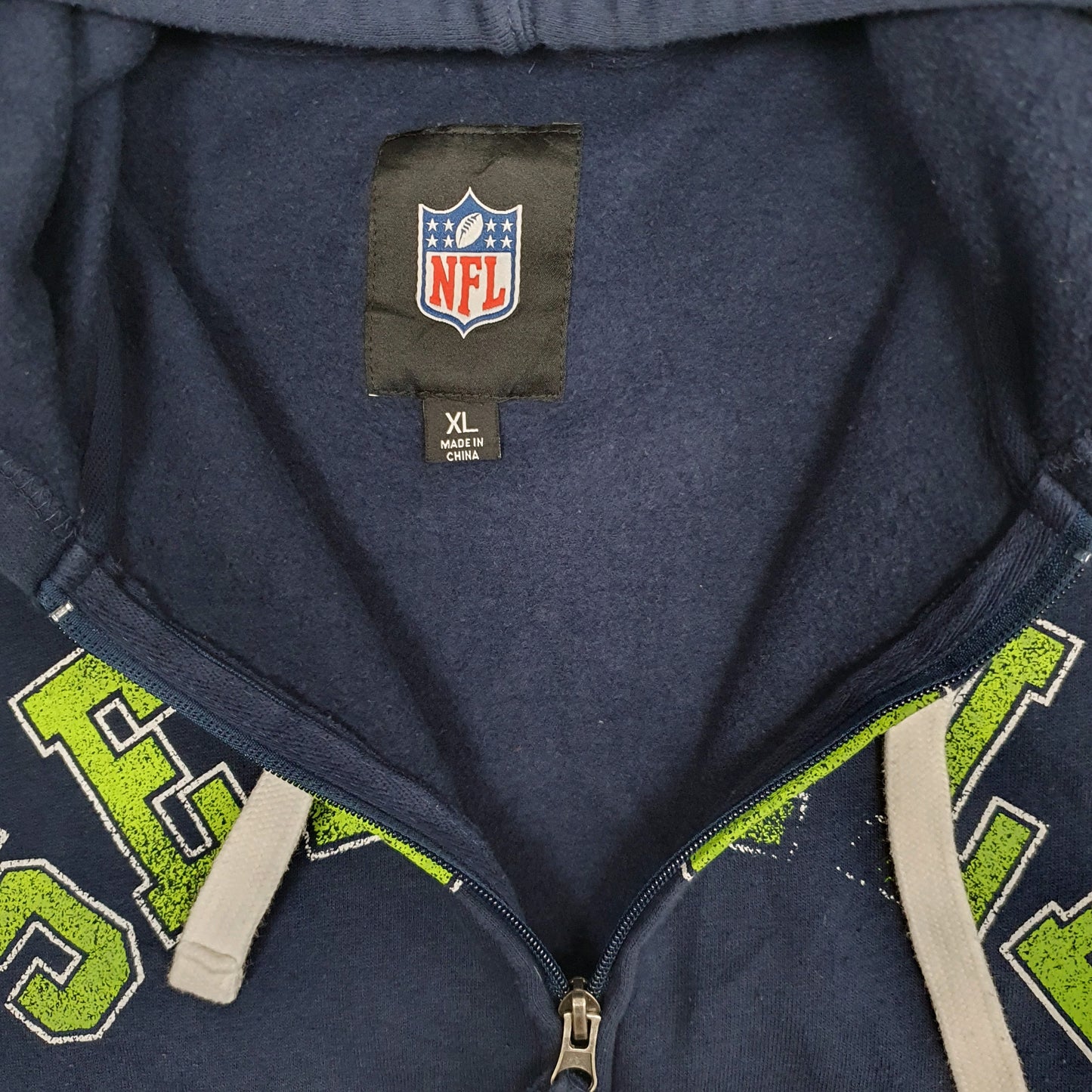 Mens Navy NFL Seattle Seahawks Hoodie Full Zip Jumper