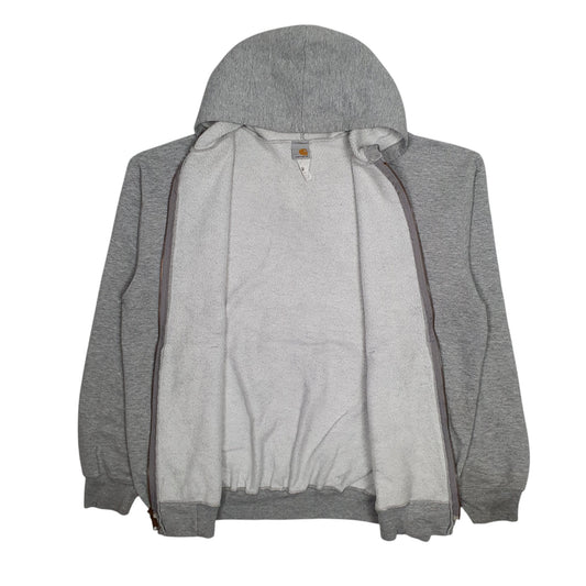 Mens Grey Carhartt K122 Vintage 00s Hoodie Full Zip Jumper