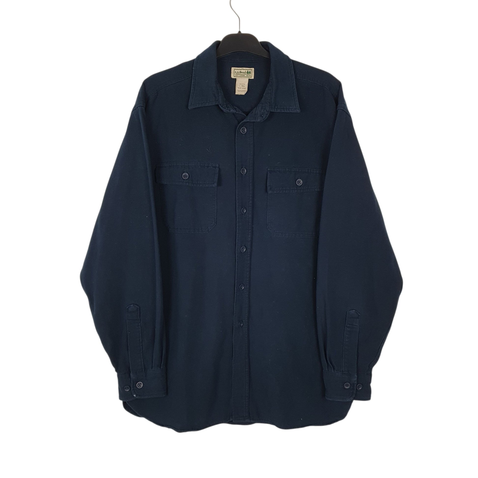 Mens Navy L.L.Bean Heavyweight Long Sleeve Shirt