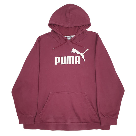 Womens Burgundy Puma Spellout Hoodie Jumper
