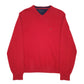 Mens Red Tommy Hilfiger  V Neck Jumper