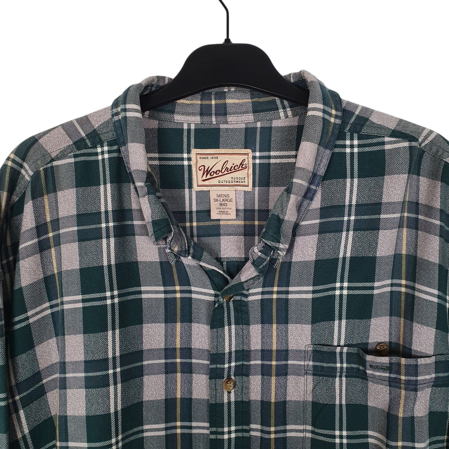 Mens Green Woolrich Thick Flannel  Shirt