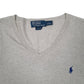 Mens Grey Polo Ralph Lauren Lightweight V Neck Jumper