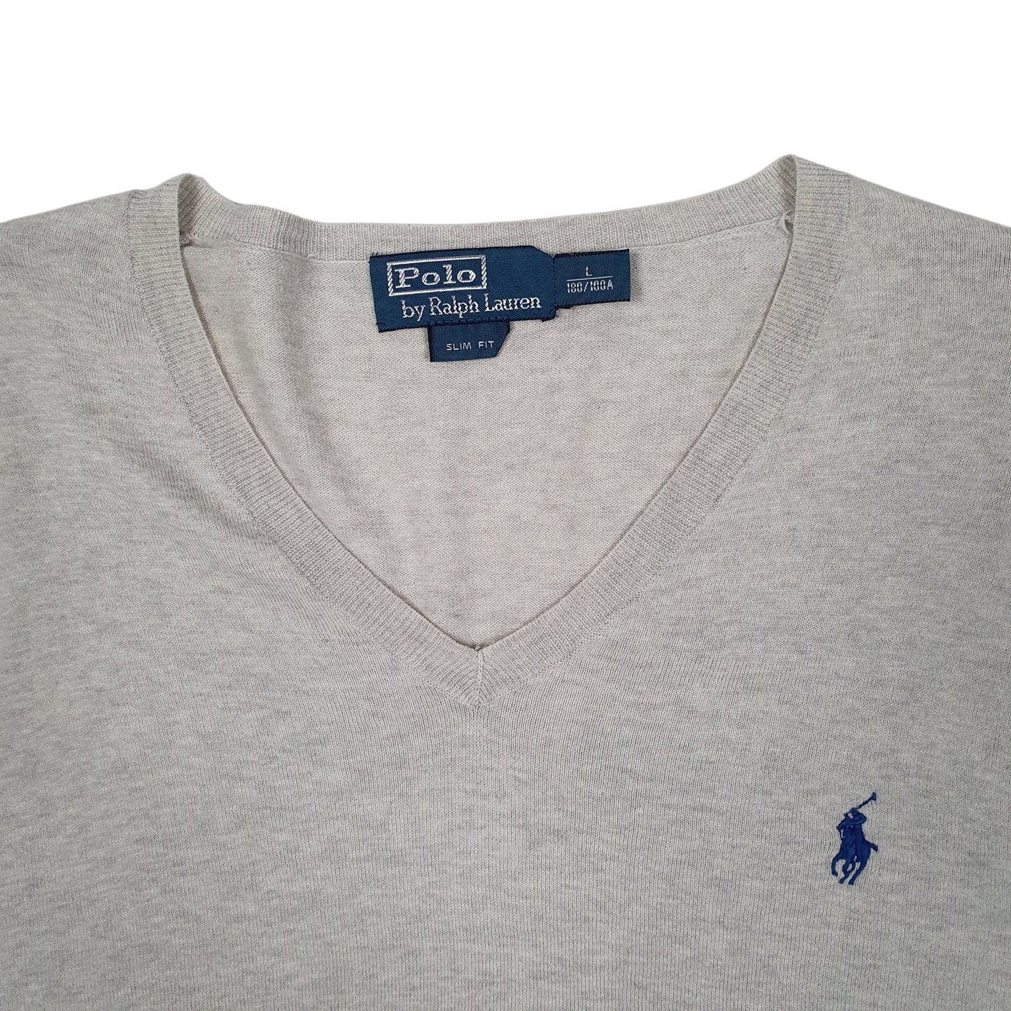 Mens Grey Polo Ralph Lauren Lightweight V Neck Jumper