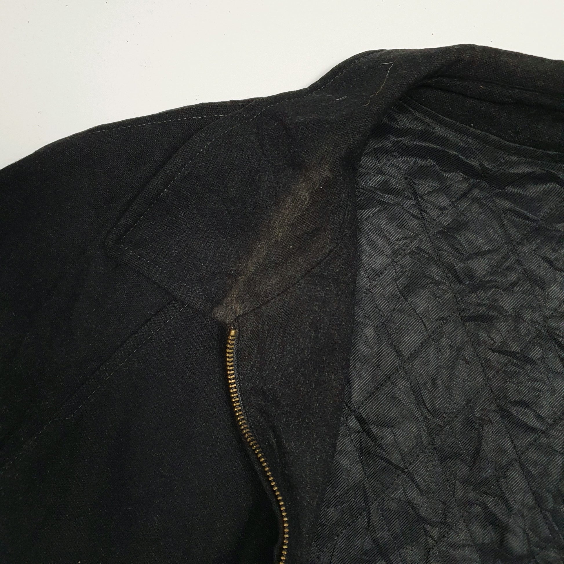 Mens Black Burberry Alpaca Bomber Harrington  Coat