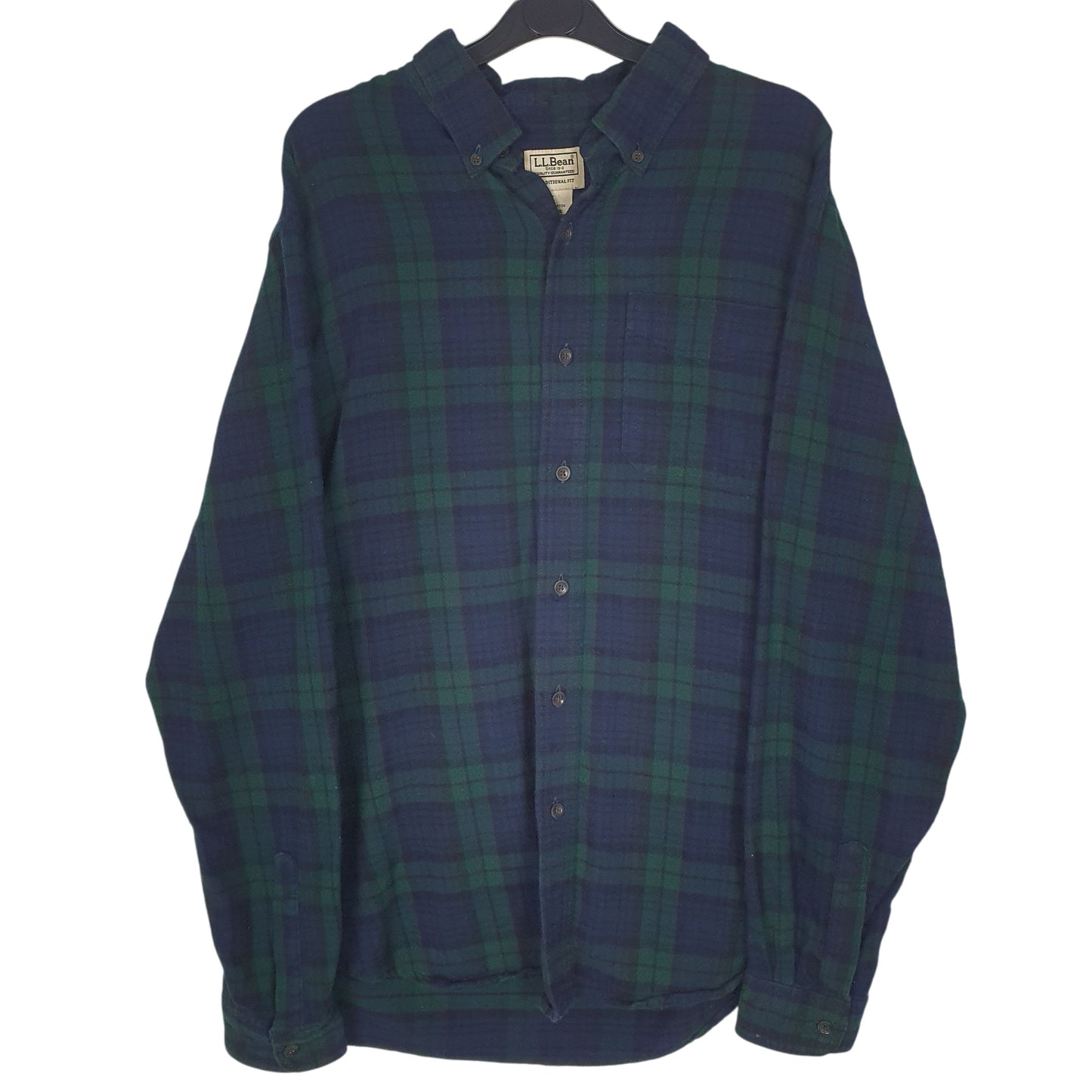Mens Navy L.L.Bean Flannel Long Sleeve Shirt