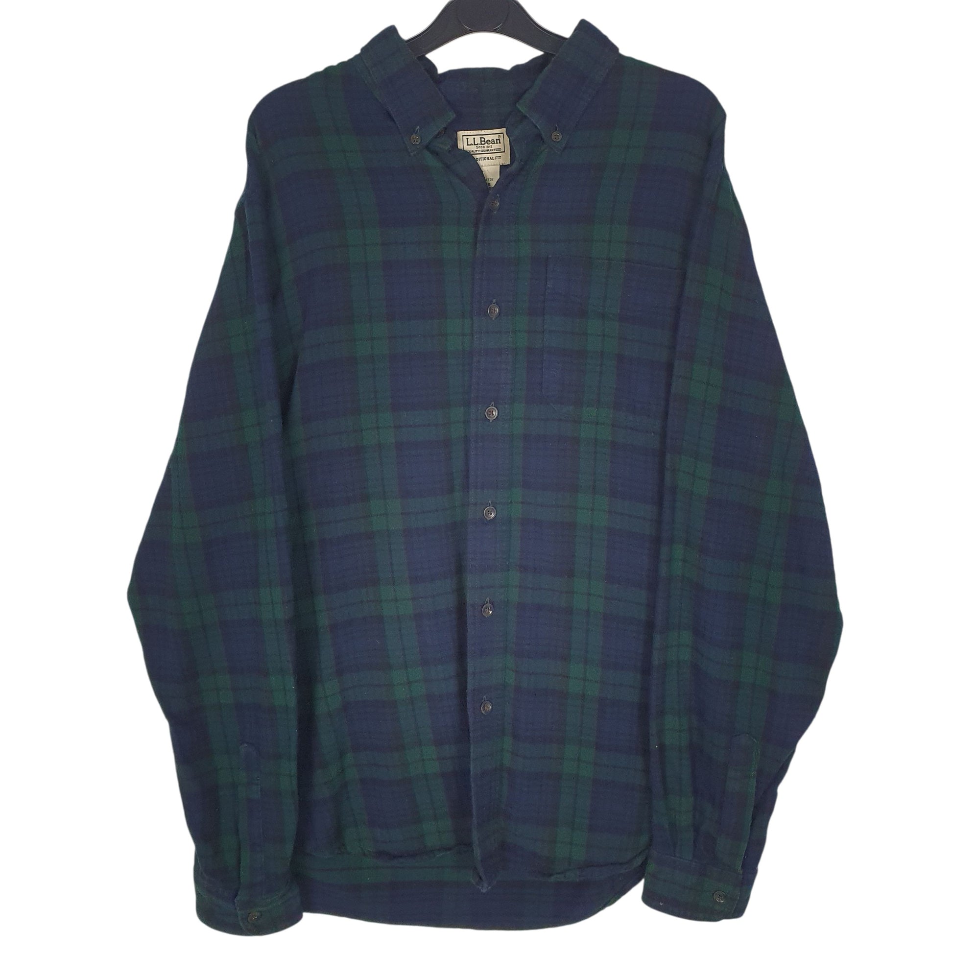 Mens Navy L.L.Bean Flannel Long Sleeve Shirt